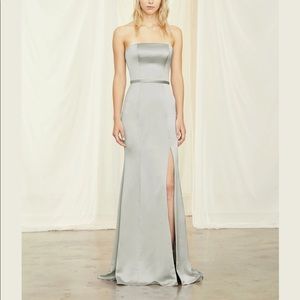 Amsale slate grey/blue bridesmaids